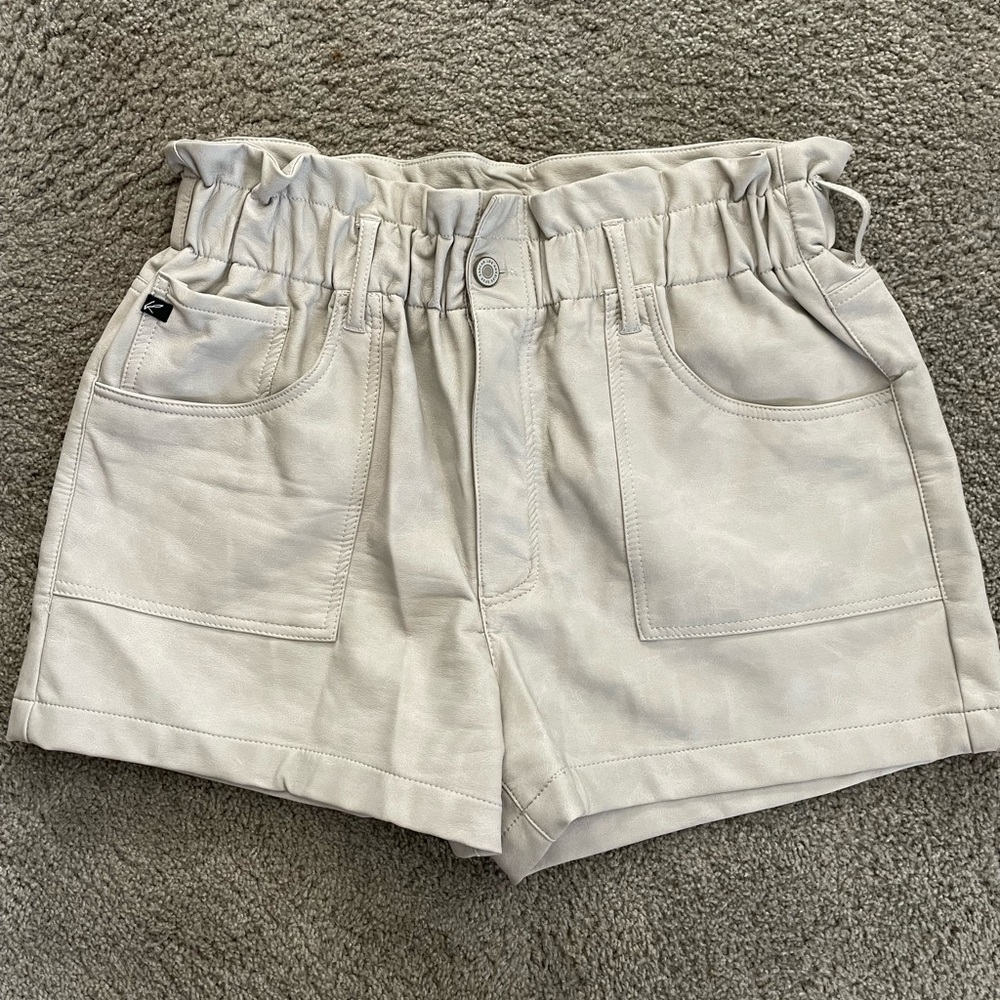 Taupe vegan leather shorts